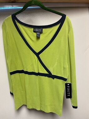 Finity Lime Green Wrap-Style Top with Black Trim